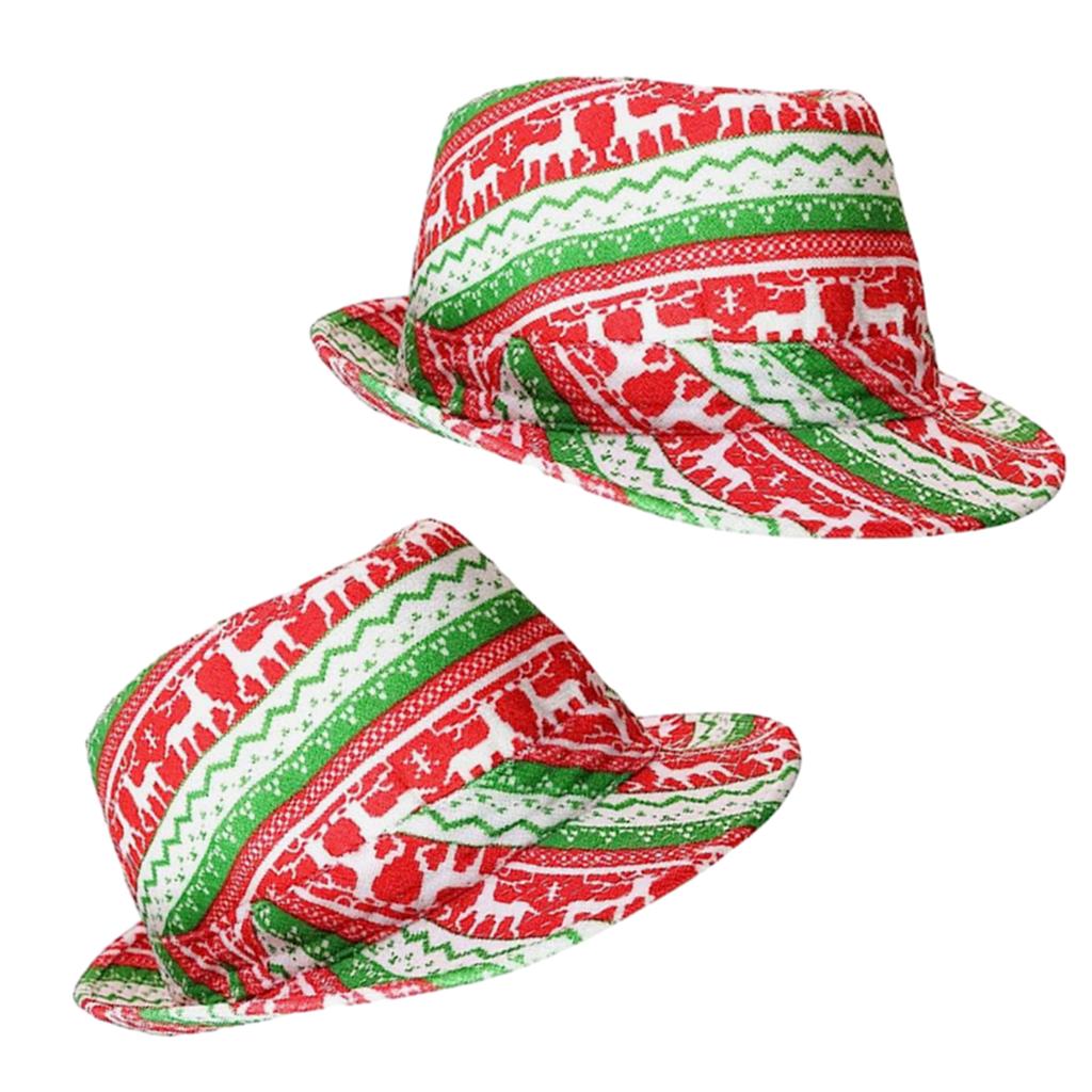 Unisex Fedora Hat Christmas Flat Top Hat Universal Size Holiday Cosplay Party Hat ConcertTour Dressing Novelty Costume