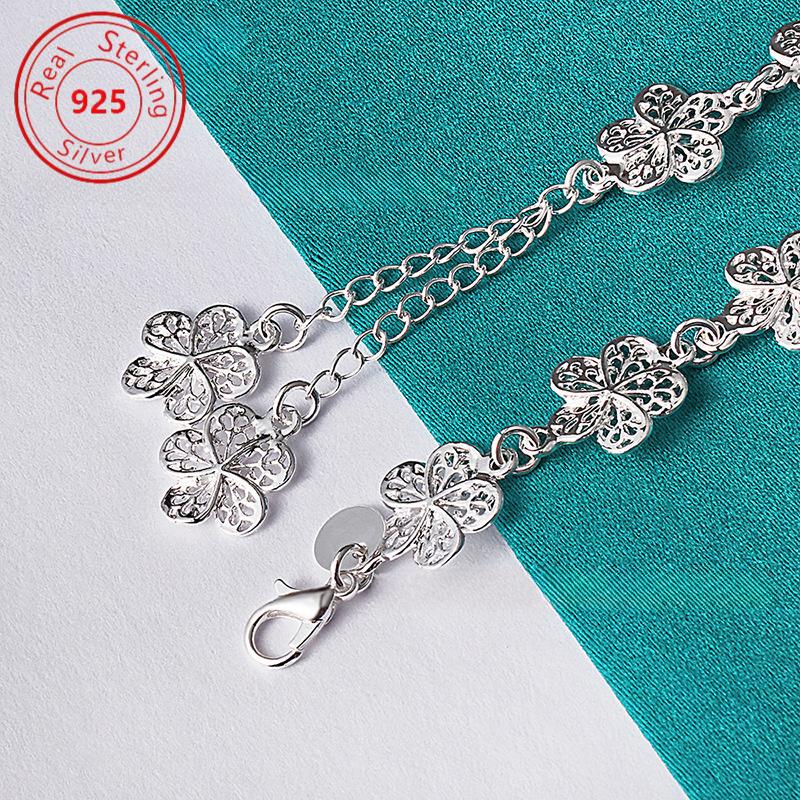 A Stylish 925 Sterling Silver Flower Pendant Bracelet Is an Ideal Gift for Everyday Occasions, Christmas, Thanksgiving, and Valentine's Day