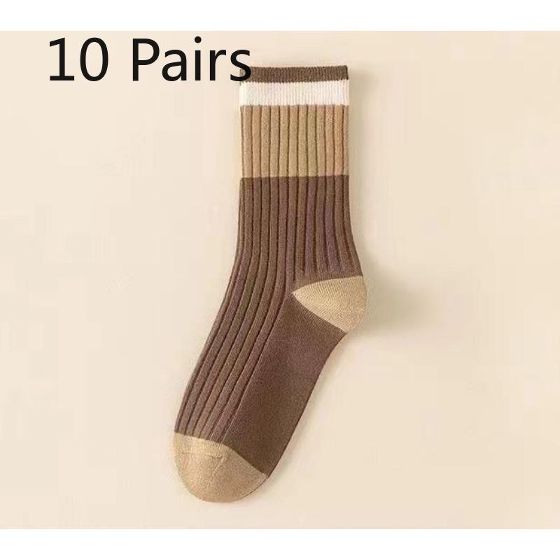 

10 пар женских модных новых полосатых носков-гольфов на осень и зиму 10 pairs