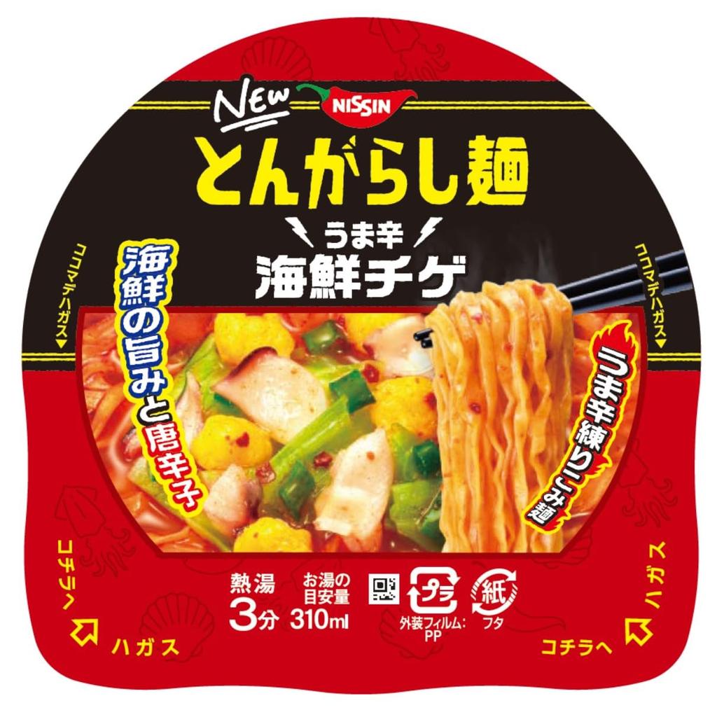 Nissin Foods Tongarashi Spicy Seafood Jjigae Kneaded Cup 62g X 12 Packs Noodles, [Spicy Noodles], Noodles,