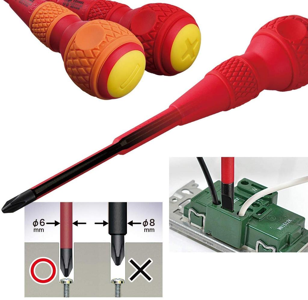 VESSEL 202PS-1 Ball Grip Insulated Screwdriver Set 2 Pieces Direct from Japan