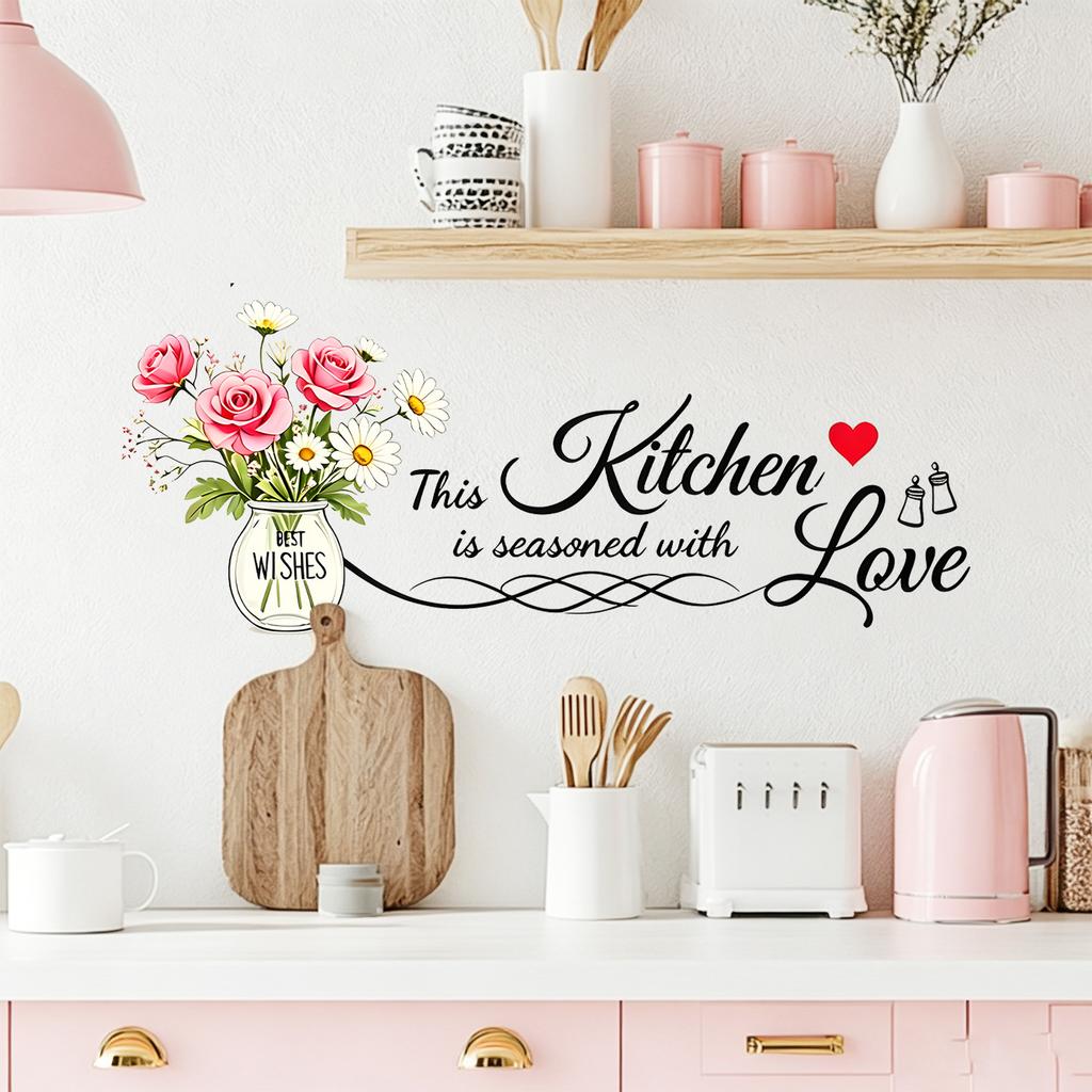 Simple English Love Words Kitchen Sticker Can Be Removed As A Removable Decoration for The Bedroom and Kitchen Walls.