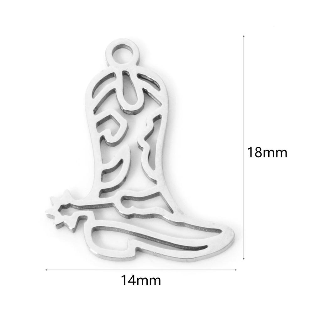 3 PCs 304 Stainless Steel Charms Hollow Boot/Horseshoe/Hat/Lip/Boxing glove Western Cowboy Pendants DIY Necklace Jewelry Making