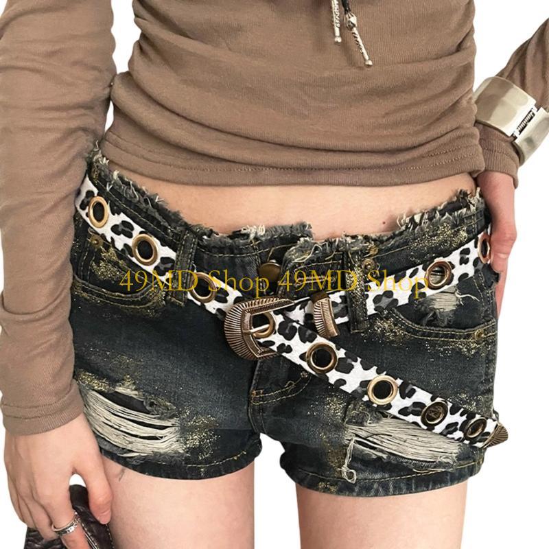 49MD Unique Pattern Belt Stylish Leopards Leather Waist Belt Jeans Decorative Belt
