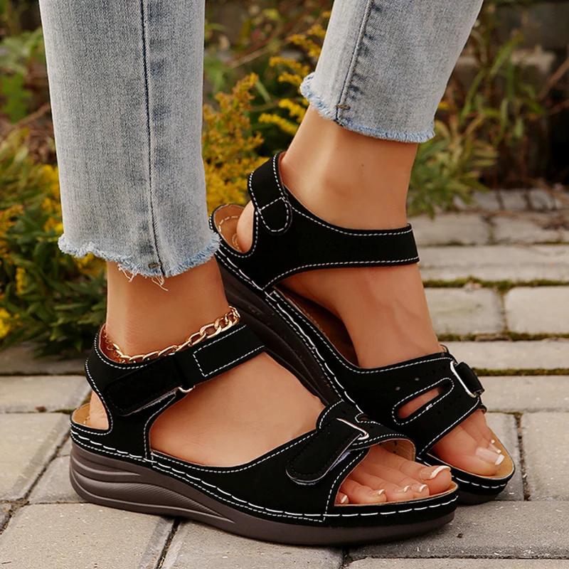 Thick Bottom Wedges Sandals Women 2025 Summer Casual Lightweight Platform Sandals Woman Plus Size 43 Non Slip Beach Shoes