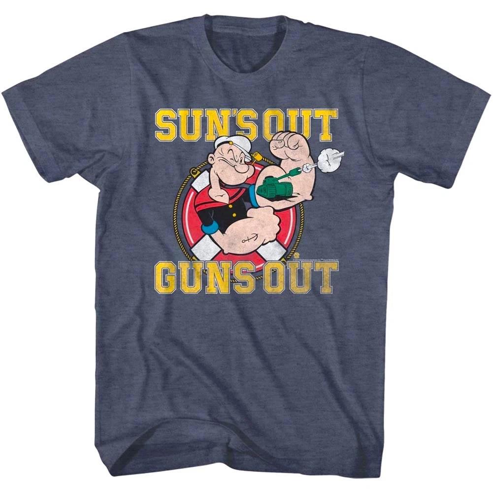 Popeye The Sailorman Suns Out Guns Out Tank Muscles Men s T Shirt Casual Short Sleeve Cartoon Character Printed Round Neck S разноцветный