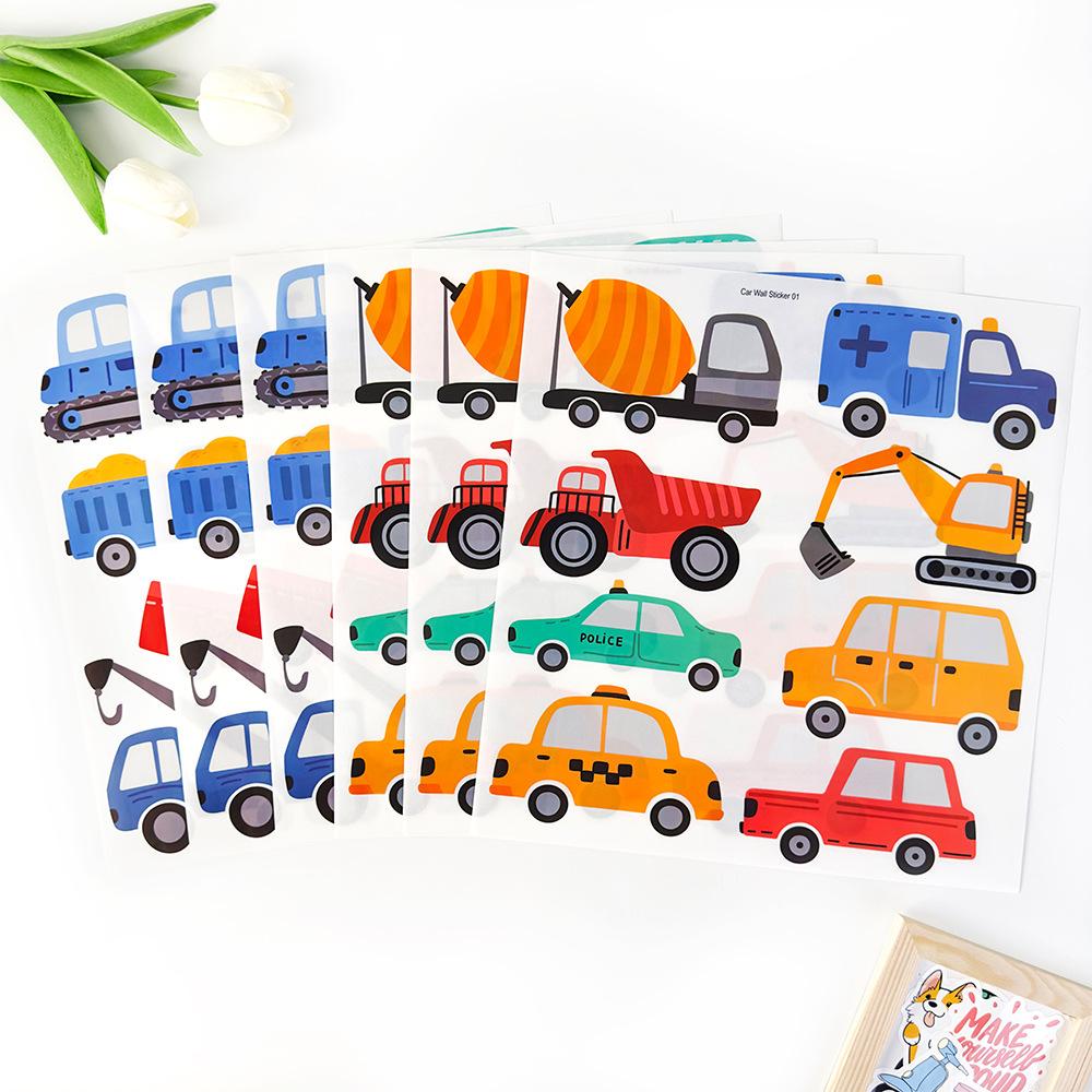 New cartoon car wall stickers transportation self-adhesive bedroom boy kindergarten wall decoration children room wall stickers