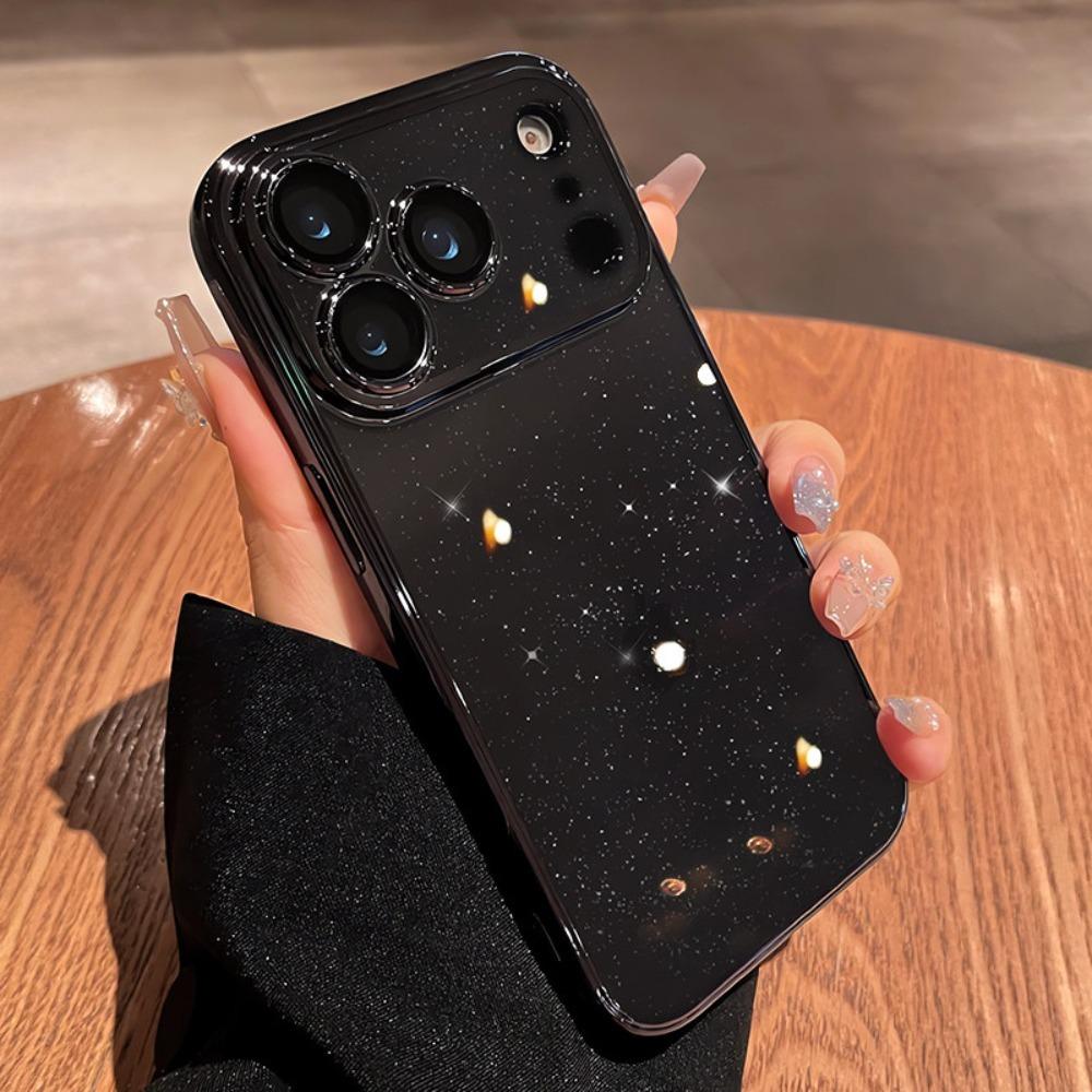 Transparent Glitter Phone Case For For Iphone 17 16 1 14 13 Pro Max 17Pro Air Pating Bumper Lens Protection Clear Back Cover