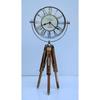 Orologio da Scrivania Nautico in Ottone Antico Supporto a Treppiede Regolabile in Legno Decorazione Marina