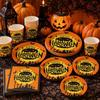 Paper Halloween Party Disposable Tableware Set Pumpkin Pattern Disposable Utensils Set Home