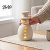 Christmas Snowman Statue Decorative Light, LED Light-up Hollow Figurine, Figurine with Lights Resin Night Lamp for Holiday Party Tabletop Decor