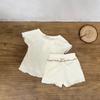 Girls' Short Sleeve Waffle T-shirt & Shorts Summer Two-piece Set