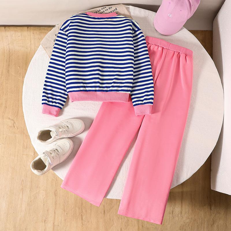 Kids' Striped Hoodie & Wide-Leg Pants Set - Spring Fashion for Boys & Girls