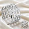 Geometric Multi-Layer Bamboo Joint Bracelet & Ring Set for Women - Trendy Wide Jewelry