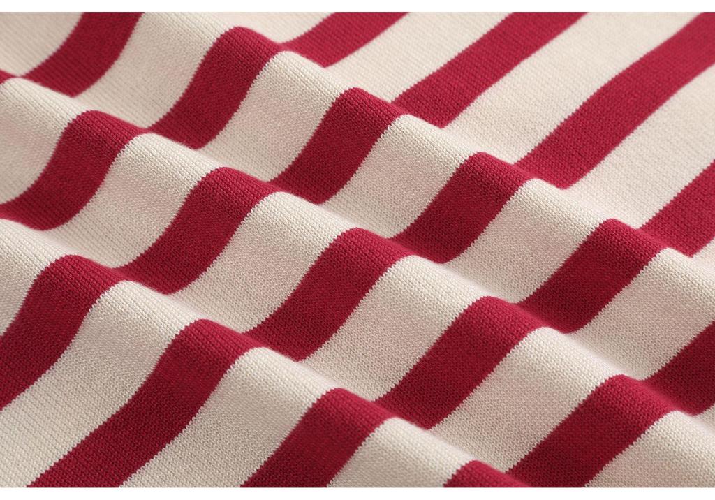 2025 Spring Plus Size Women's Striped Knit Cardigan - Simple, Round Neck, Korean Style, Slimming, Age-Reducing Sweater for 220 jin