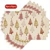 6pcs Polka-Dot Abstract Line Christmas Tree Star Christmas Placemats, 12x18 Inch Washable Table Mats for Kitchen Dining Home Party Decor