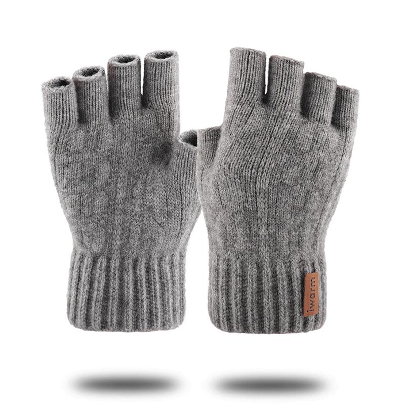 2020Outdoor Half Finger Gloves Women Men Winter Warm Wool Mittens Unisex Elastic Knitted Touchscreen Nonslip Fingerless Gloves
