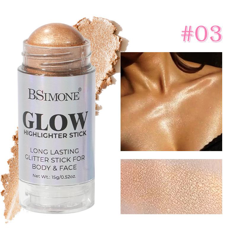 Bsimone 3D Face Brightening Highlighter Bar Cosmetic Face Contour Bronzer Shimmer Highlighter Stick Concealer Cream Makeup Tool