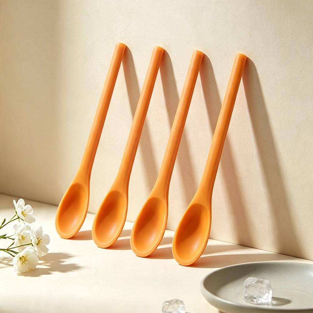 4Pcs Salad Mixing Spoon Nonstick Silicone Cooking Spoon Long Handle Spoon Baking Spoons Salad Stirring Mixing Serving Scoop Cuchara