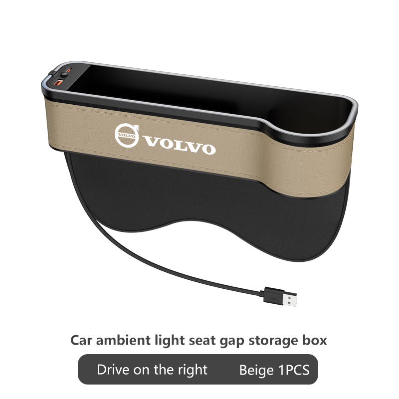 Pro Volvo XC40 XC60 XC70 XC90 S40 S60 S90 V40 V50 V60 V90 Auto USB Ambientní světlo Úložný box na sedadlo Box do mezery sedadla Autopříslušenství