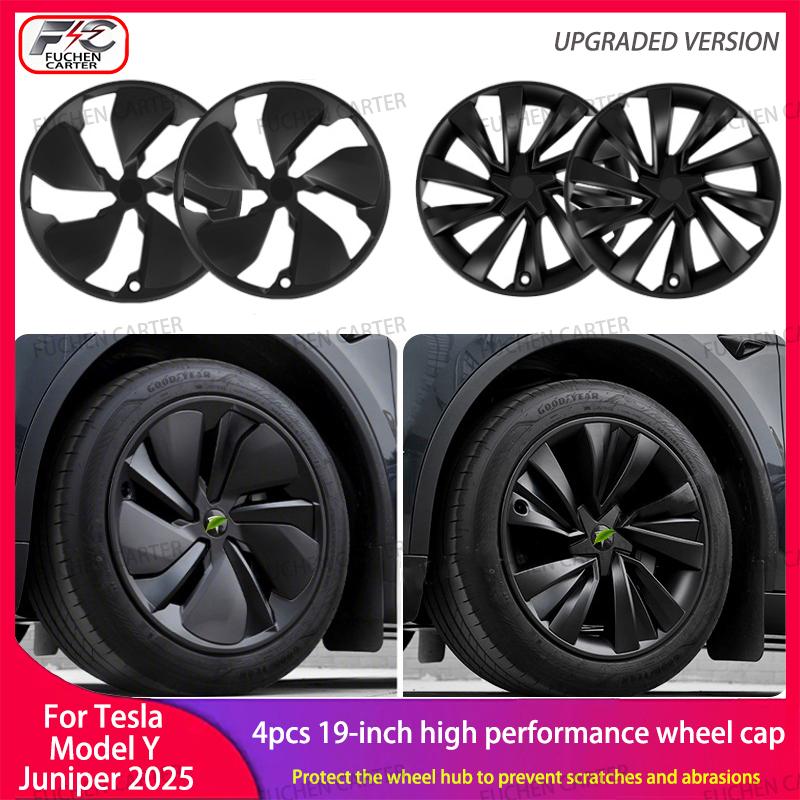 4PCS Hub Cap For Tesla Model Y Juniper 2025+ Car Replacement Wheel Cap 19 Inch Performance Automobile Hubcap Cover Accessories