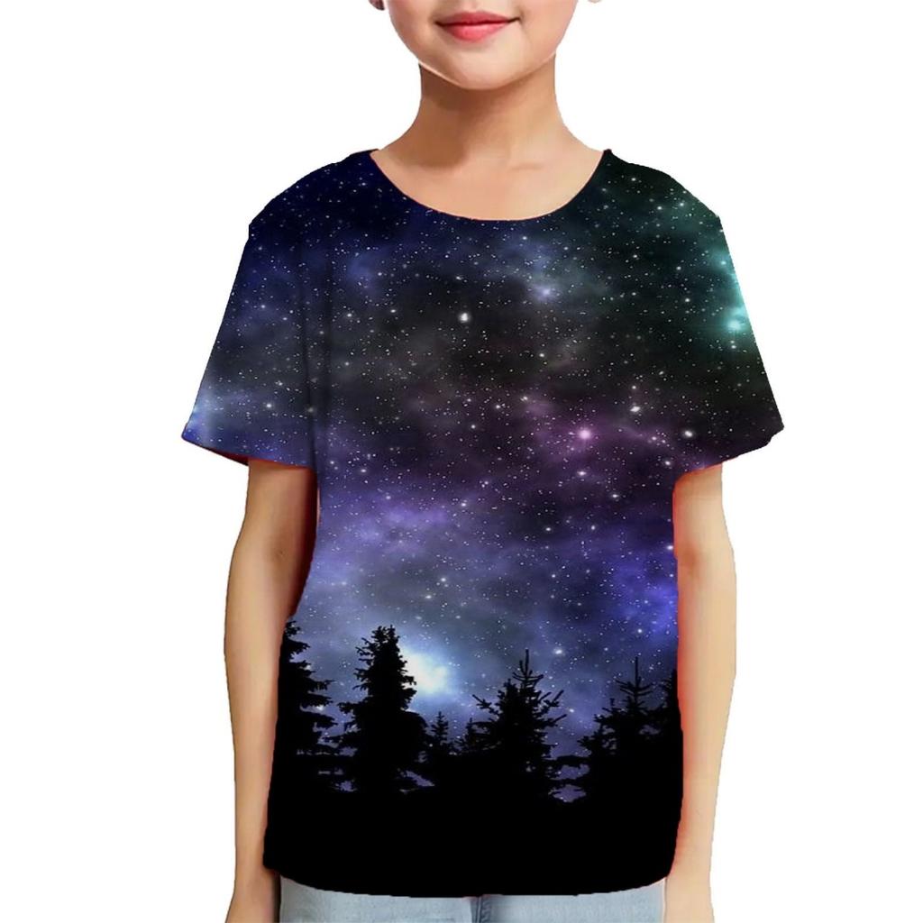 Fashion Children T-Shirts 3D Print Colorful Pattern Round Neck T-Shirts Casual Short Sleeve Tops Kids Tees Clothing