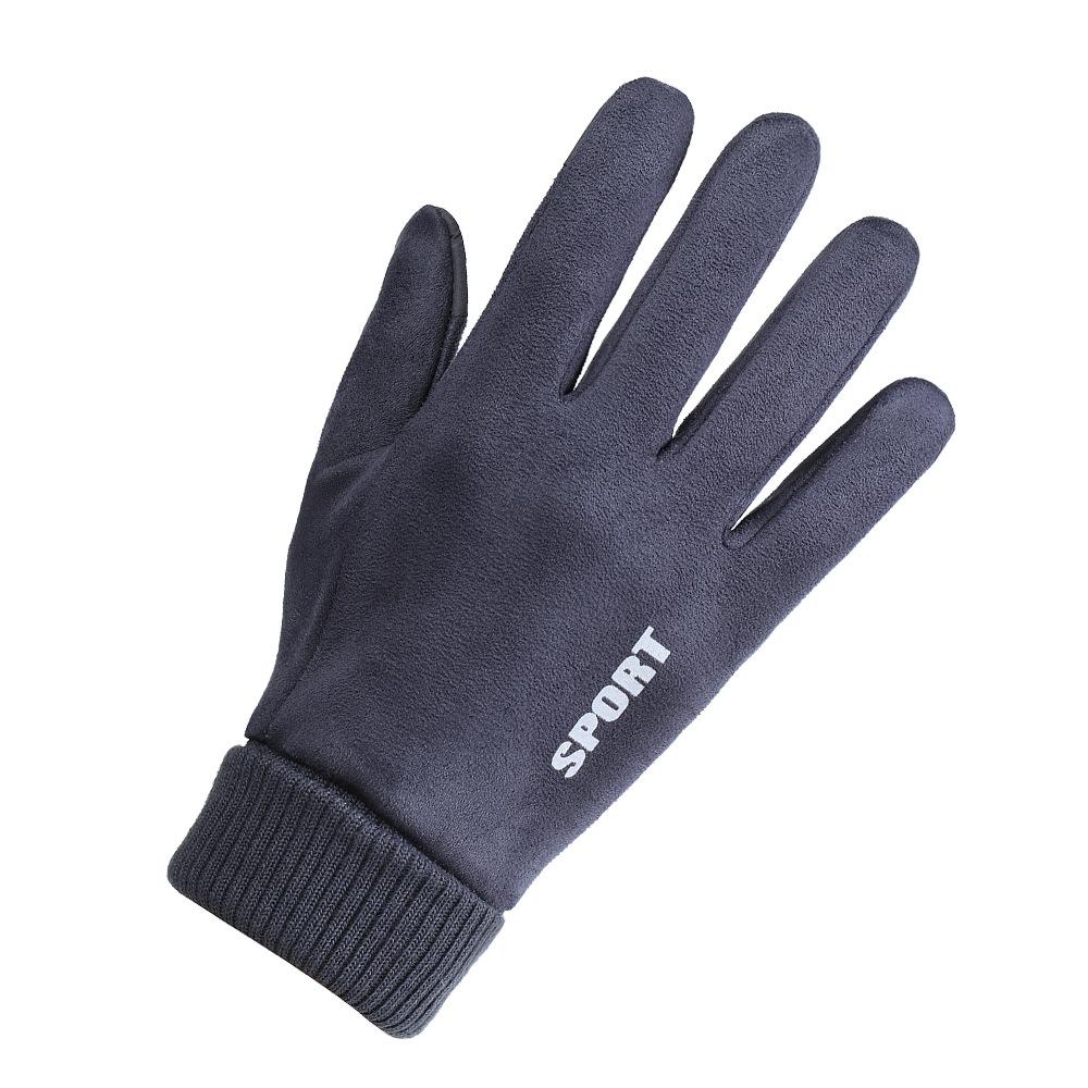 Warm Gloves for Men and Women Suede Cold Proof Fashion Plus Velvet Thickened Touch Screen Outdoor Riding Autumn and Winter Gloves