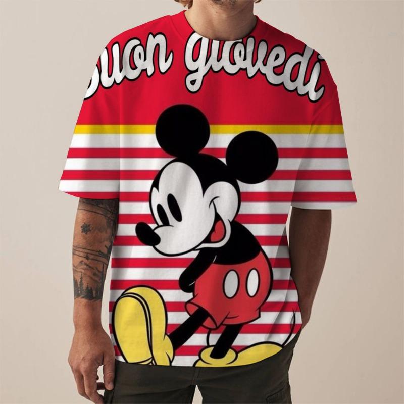 Disney Mickey Mouse print men's T-shirt fashionable holiday gift men round neck short sleeved oversized Hip hop clothing Boys