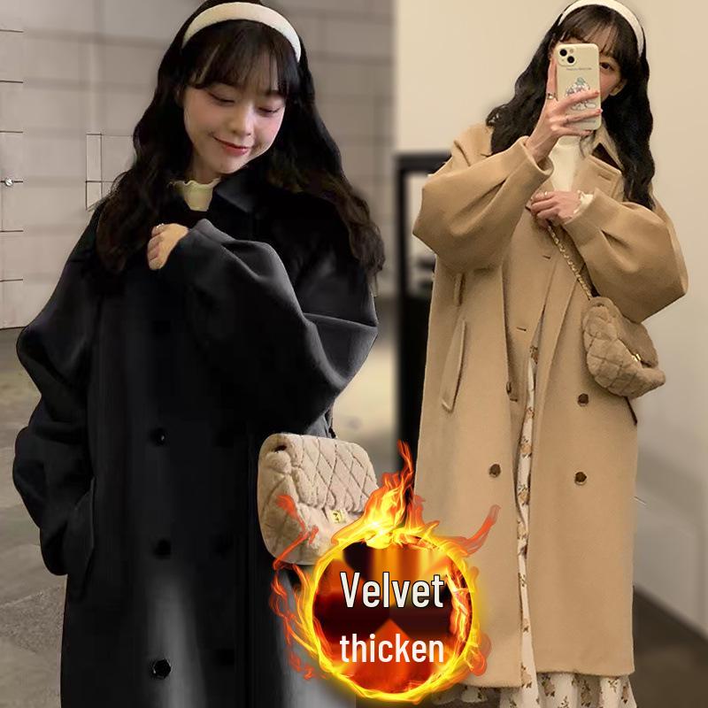 

Women s Quilted Wool Mid-Length Loose Coat - Korean Style, Winter-Ready 2XL