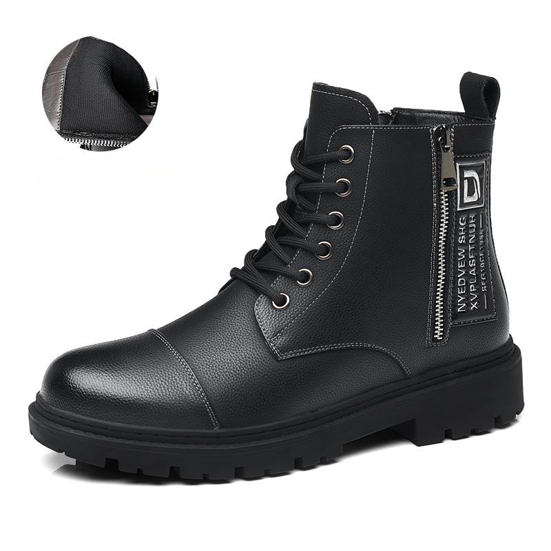 

Fashion Autumn Winter Cow Leather Boots for Men Fashion Casual Soft Sole Platform Shoes Male Designer Retro Black Zipper Work Boots Men 38