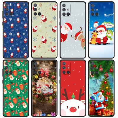 Funda de Navidad de Papá Noel para Samsung Galaxy A52 A12 A51 A53 A33 A71 A32 A31 A21 A01 A11 A22 Carcasa de Teléfono de TPU Negro