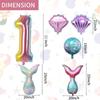 Meerjungfrauen-Mottoparty-Dekorationen Helium-Folienballons Schwanzdesigns Regenbogen-Zahlen Muschel-Akzente für Kindergeburtstag Babyparty