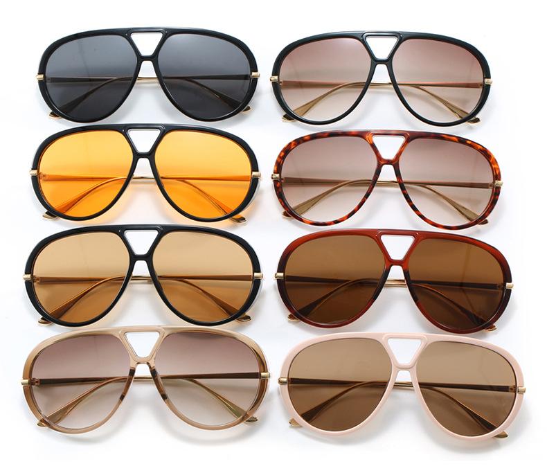 New in Oversized Pilot Sunglasses Men Vintage Double Bridge Sun Glasses Women Trendy Luxury Brand Design Outdoor Shades