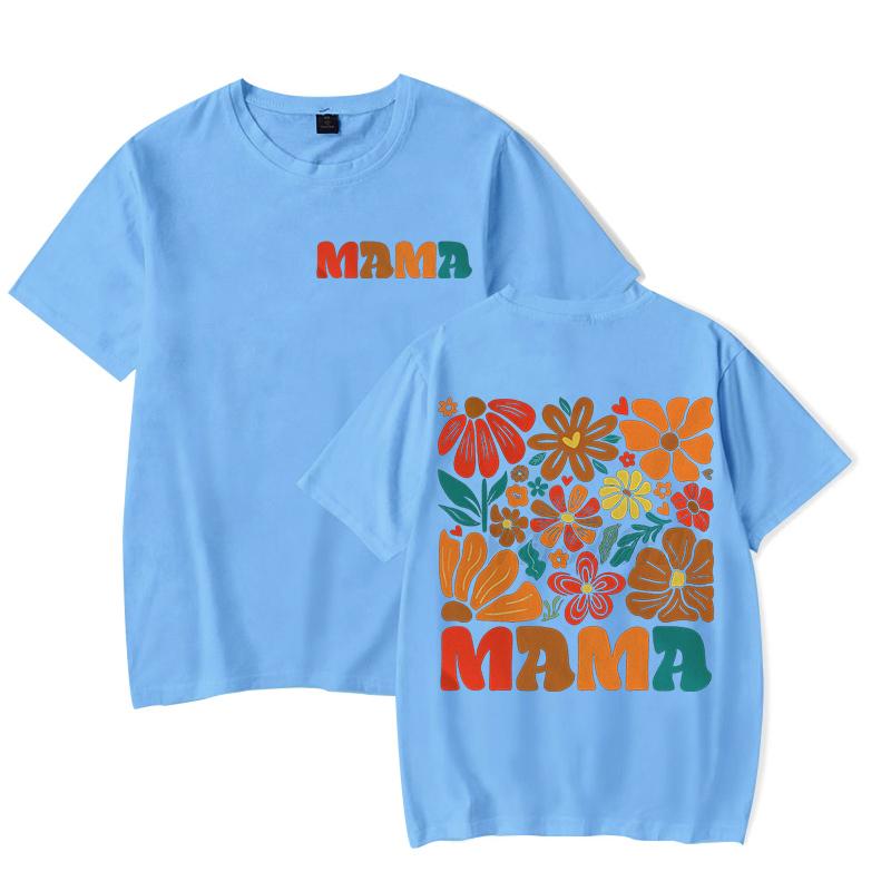 Hot Sale Women Clothing Mama Flower Boho Vintage T-Shirts Mother's Day Gift Funny Tee Tops Boho Floral Mama Short Sleeve T-shirt