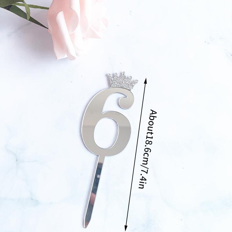 INS 0-9 Number Acrylic Mirror Cake Toppers For Kids Adults Birthday Party Supplies Wedding Anniversary Days Cake Decorations