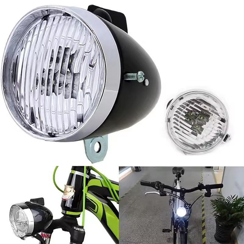 Klassischer Retro-Fahrradscheinwerfer ABS-Gehäuse 3-LED-Fahrradlicht Fahrrad Nachtfahr-Warnleuchte Frontleuchte Ohne Batterie