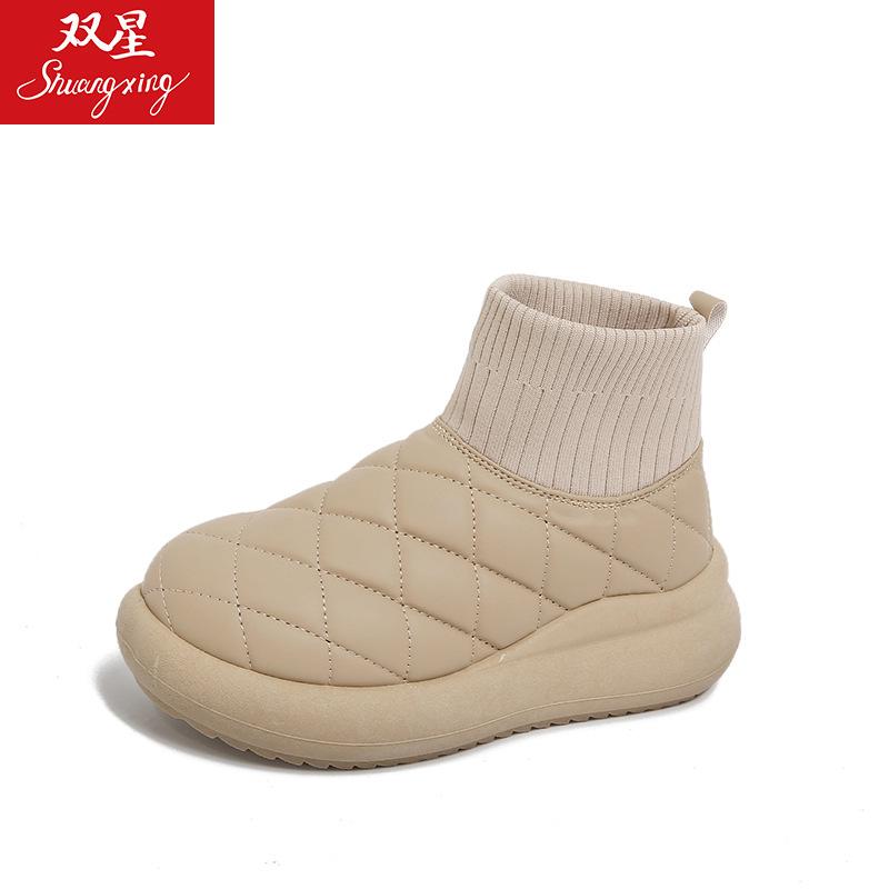Women's Large Size Soft Sole Winter Warm Fur One Anti-slip Snow Boots Padded Lined Ankle Boots Windproof Outdoor Sports Cotton Boots