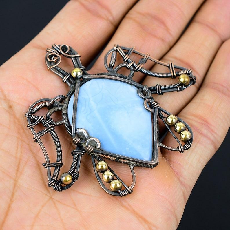 Turtle Owyhee Opal Pendant Copper Wire Wrapped Pendant Owyhee Opal Gemstone Handmade Pendant Jewelry Owyhee Opal Jewelry Anniversary Gifts