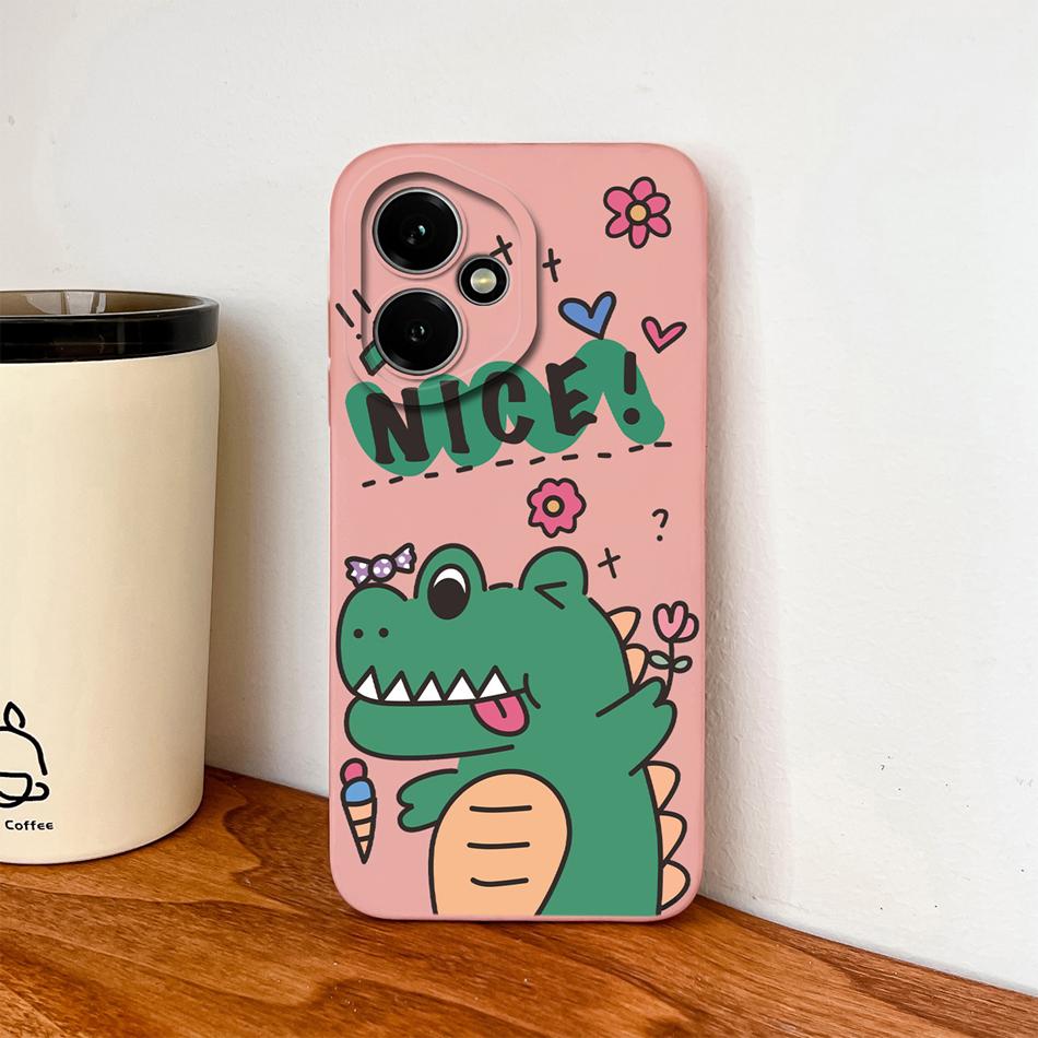 Case For Honor 400 Pro Global Cartoon Dinosaur Back Cover Liquid Silicone Full Protection Durable Shockproof Phone Protectors
