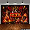 2D flat rock theme party banner background - Born Rock theme, featuring winged skullsdjhyzb