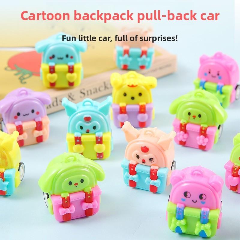 Inertia Mini Cartoon Backpack Design Children Toy Car For Kid Entertainment