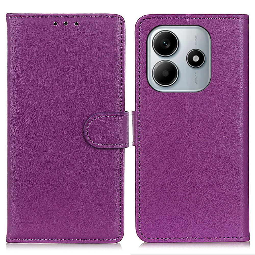 For Xiaomi Redmi Note 14 4G (163.25x76.55x8.16mm) Wallet Case PU Leather Phone Cover Litchi Texture