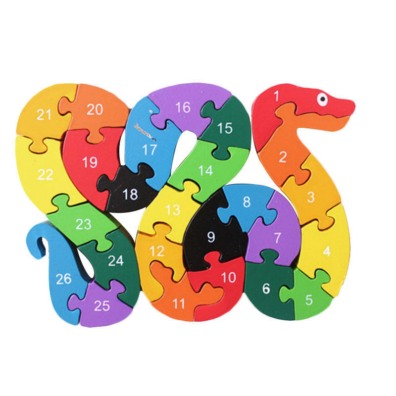 2 paczki-angielskie litery zabawki mózgi piękny drewniany wąż dinozaur puzzle 3D Puzzle edukacyjne drewniane zabawki dla dzieci