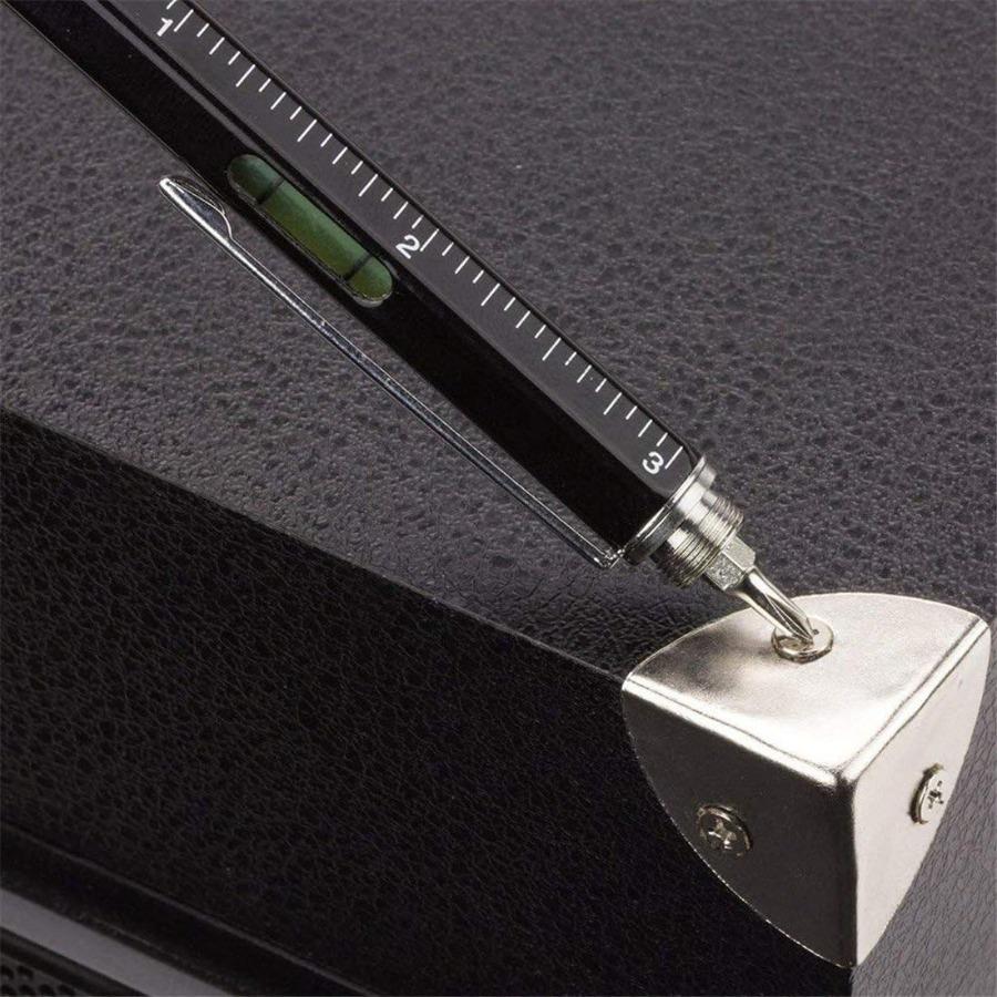 Multifunction Tech-Tool Pen with Ballpoint Pen Touch Screen Stylus Ruler Spirit Level Flat-head and Phillips Screwdriver - Idea