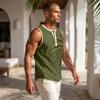Vintage Men's Linen Tank Top Summer Beach Sleeveless Henley Shirts Hippie Boho Solid Vest Casual Loose Breathable Tops Male Clothes 2026