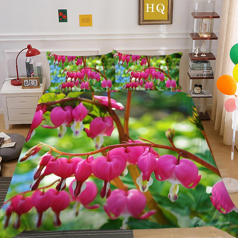 3D Flowers Printing Home Bedclothes Polyester King Size Bed Set Cover Woman High Quality Bedroom Decor