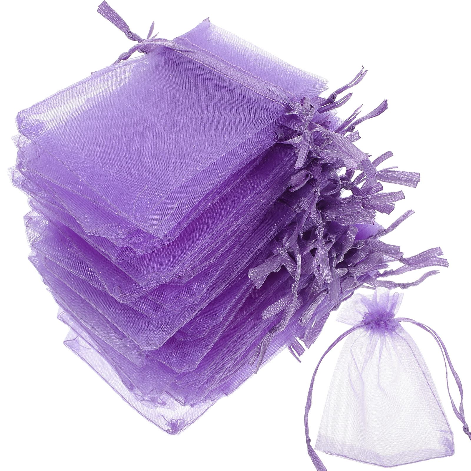 50 Pcs Organza Gift Bag Purple Bags Packaging Drawstring Design Candy Small Lavender Mesh