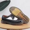 Sapatos Martin femininos de cano baixo, couro Brock gravado masculinos e femininos cabeça redonda casal preto e branco