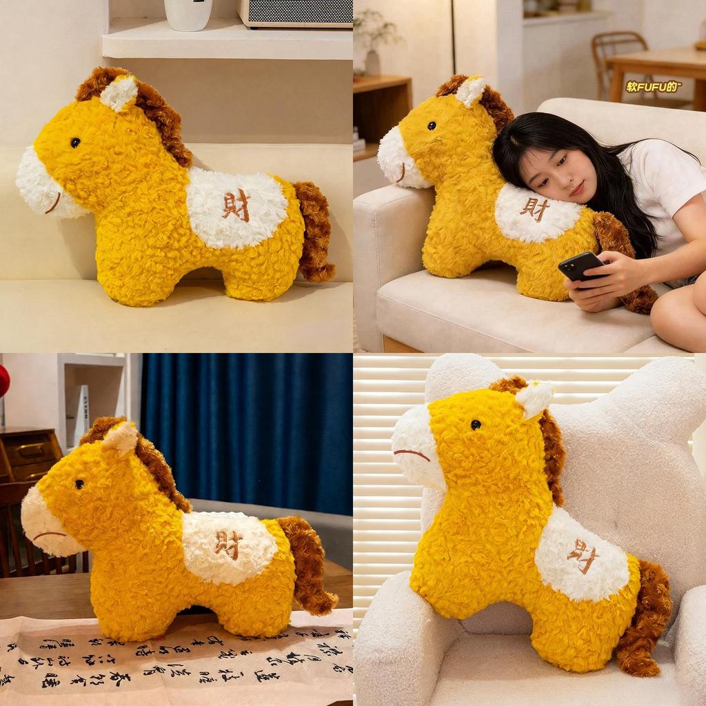 New Year Plush Horse Pillow With Pp Cotton Filling For Home Decor And Gifts