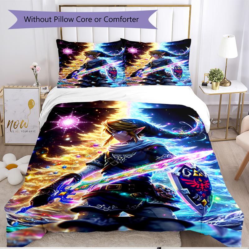 3pcs Duvet Cover Set (1*Duvet Cover + 2*Pillowcase, Without Core), The Legend of Zelda Print Soft All‑Season Bedding Set, Home Bedroom Decor Gift